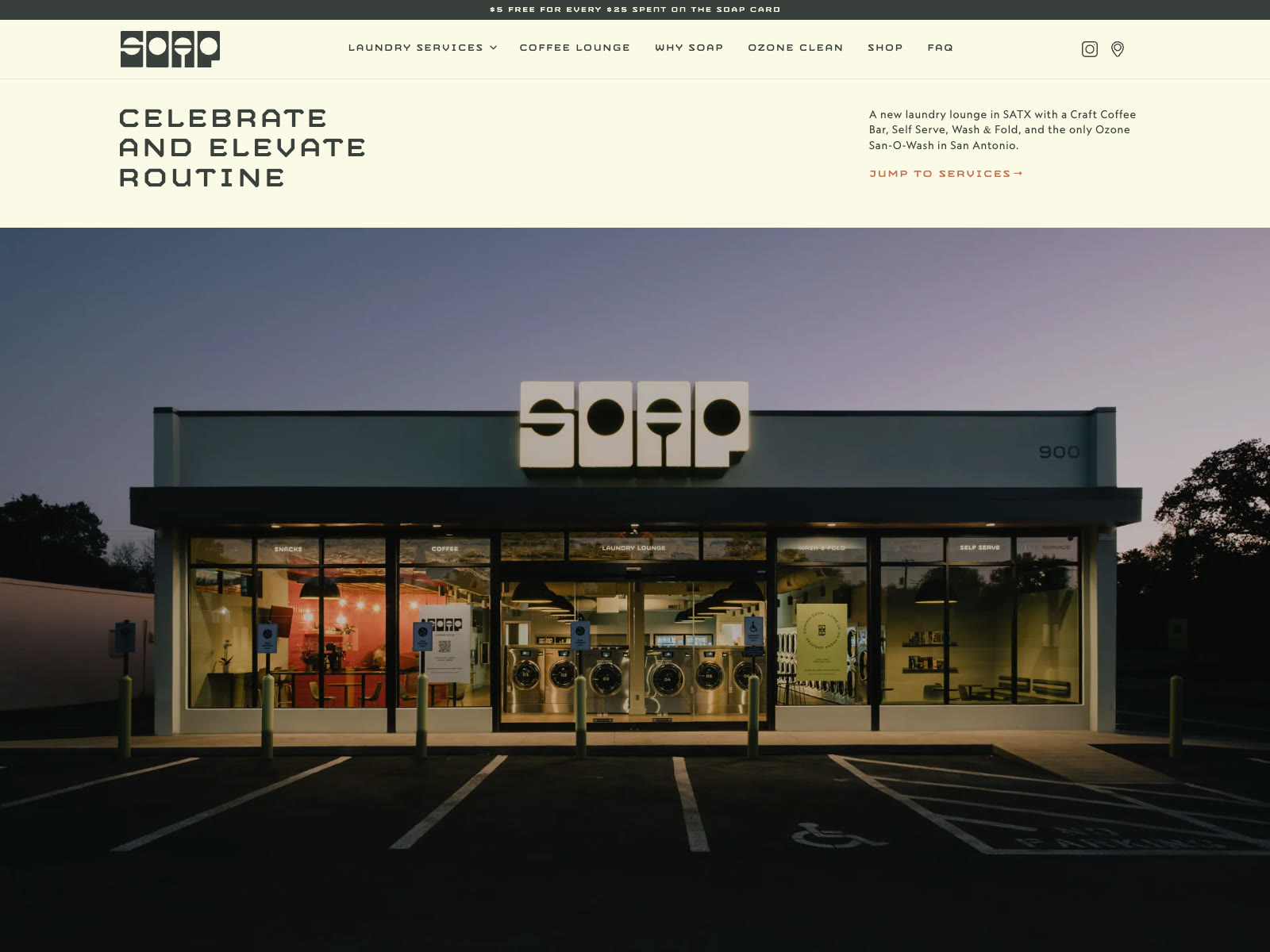 SOAP Laundry Lounge website screenshot